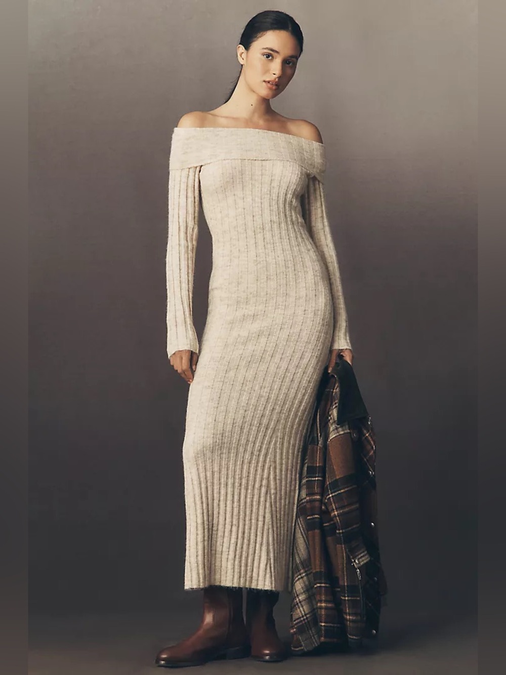 Anthropologie Glamorous Off-Shoulder Knit Midi Dress NWT